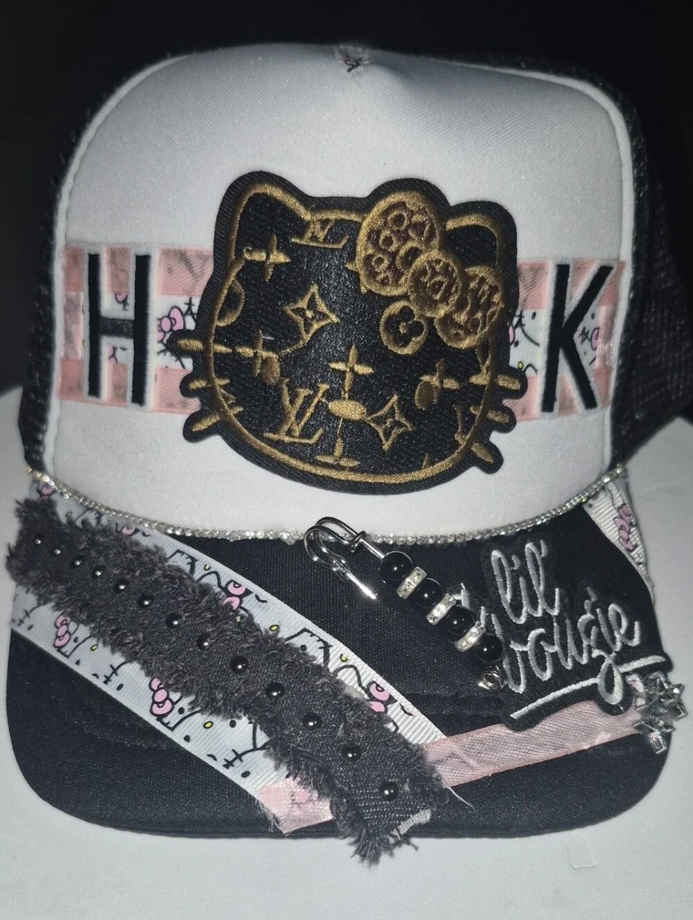Modern DIY - Hello Kitty/LV Embellished Trucker Hat